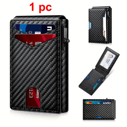 Carbon Fiber Rfid Credit Card Holder Men Wallets Anti Theft Slim Thin Wallet Luxury Cardholder Minimalist Wallet Purse Walet Bag - Smarsty