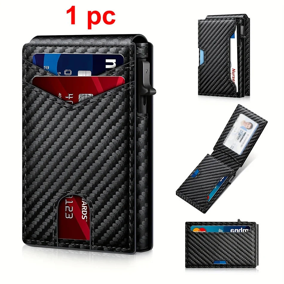 Carbon Fiber Rfid Credit Card Holder Men Wallets Anti Theft Slim Thin Wallet Luxury Cardholder Minimalist Wallet Purse Walet Bag - Smarsty