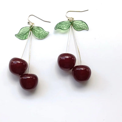 Cute Cherry Drop Earrings for Women - Trendy Summer Jewelry - Smarsty