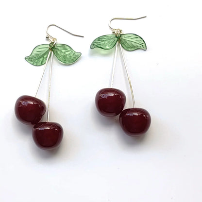 Cute Cherry Drop Earrings for Women - Trendy Summer Jewelry - Smarsty