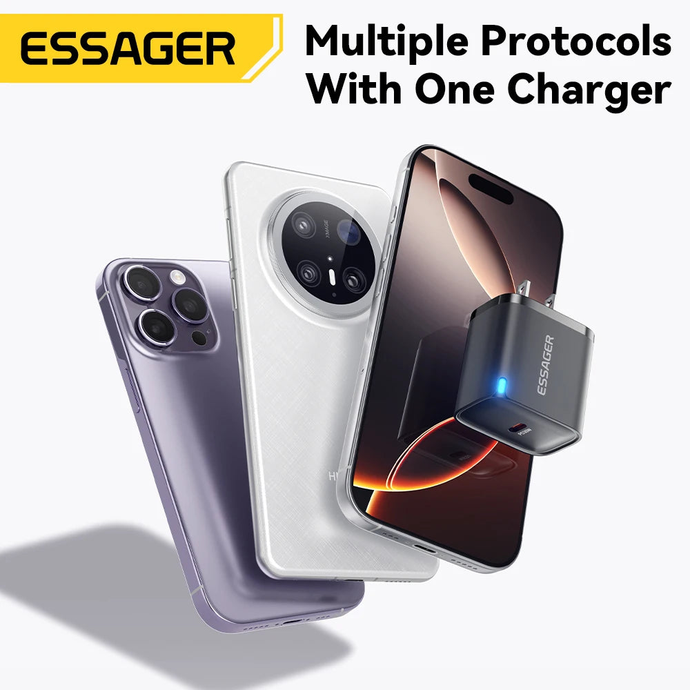 Essager Mini 30W Type C Charger PD QC3.0 Fast Type C Charger For iPhone 16 15 14 13 Pro Samsung S25 Xiaomi iPad Travel Adapter - Smarsty