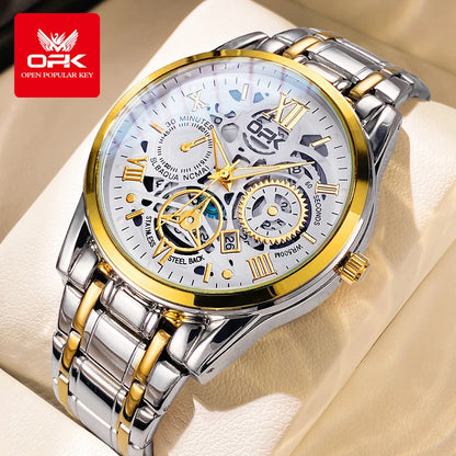 Men's Waterproof Steel Watch with Night Glow Feature - Smarsty