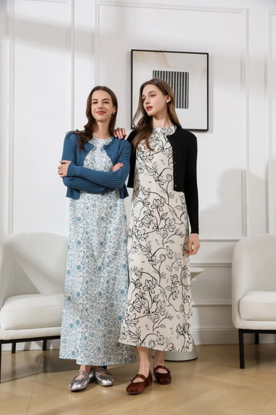 AS 2025 spring summer linen shirt + dress collection high quality print linen and knitting cardigan woman outfit - Smarsty