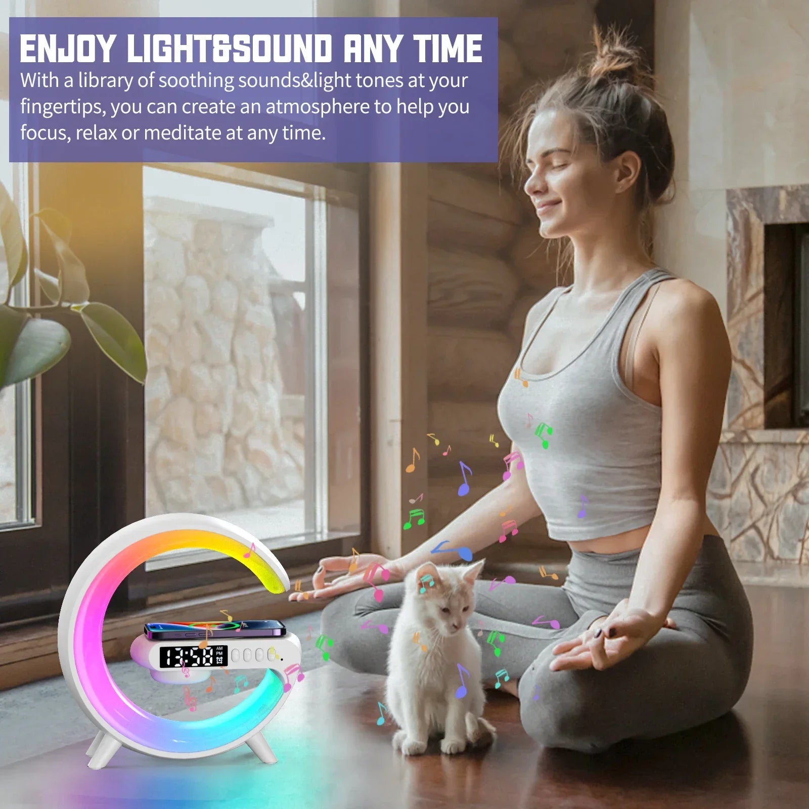 Wireless Charger Stand With Bluetooth Audio RGB Light - Smarsty