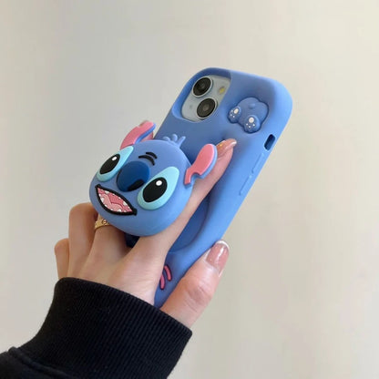 Cute Stitch iPhone Case With Silicone Grip Holder Stand - Smarsty