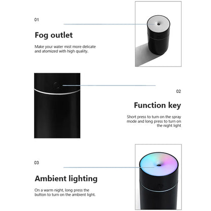 Colorful Portable USB Air Humidifier With Aromatherapy Feature - Smarsty