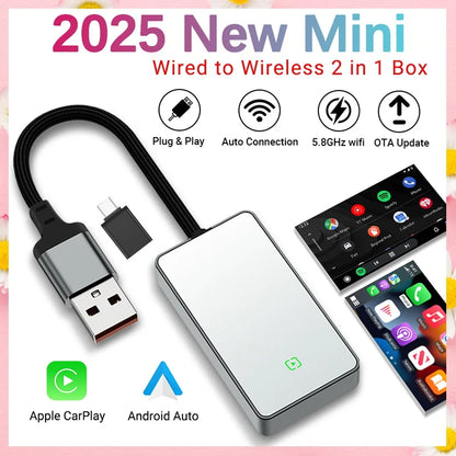 Wireless CarPlay Android Auto 2in1 Adapter Fast Connect - Smarsty