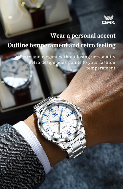 OPK Steel Belt Dual Calendar Men's Quartz Watch - Smarsty