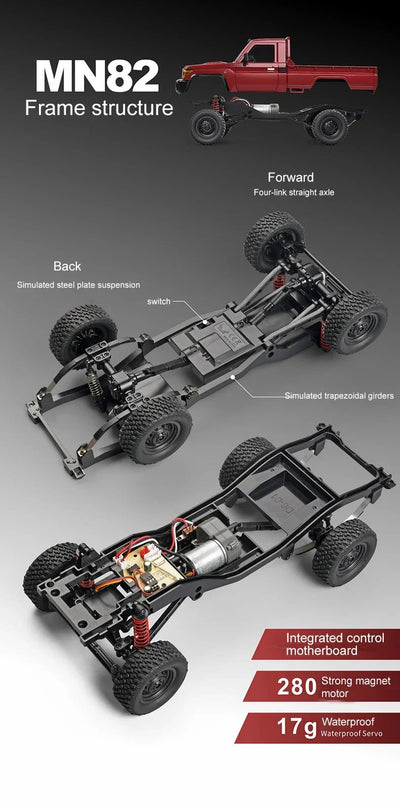 MN82 4WD RC Off-road Vehicle 1/12 LC79 Pickup Climbing Car with LED Lights Full Size Simulation RC Climbing Car Boy Toy Car - Smarsty