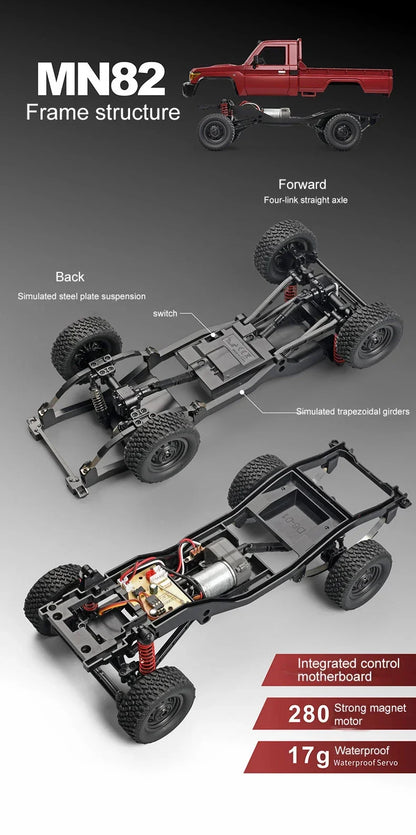 MN82 4WD RC Off-road Vehicle 1/12 LC79 Pickup Climbing Car with LED Lights Full Size Simulation RC Climbing Car Boy Toy Car