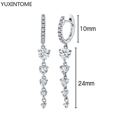 925 Sterling Silver Hoop Earrings White Crystal Luxury - Smarsty