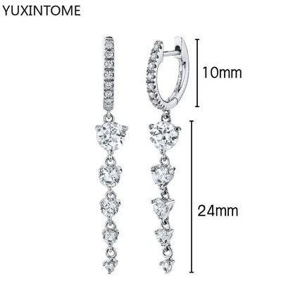 925 Sterling Silver Hoop Earrings White Crystal Luxury - Smarsty