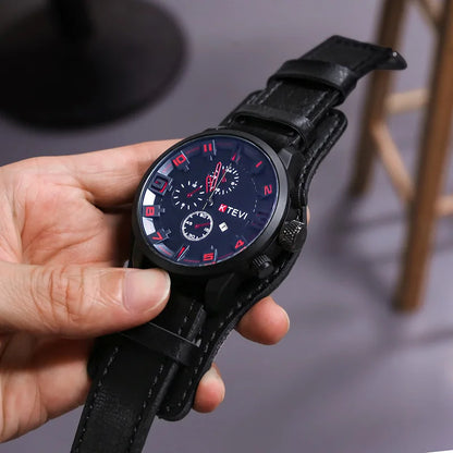 Retro Men's Luxury Quartz Watch with Leather Strap - Smarsty