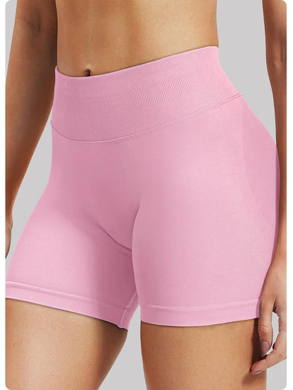 4.5''Shorts Seamless Low Ribbed Waistband Gym Shorts Scrunch Bum Yoga Shorts Booty High Stretch Running Bike Shorts - Smarsty