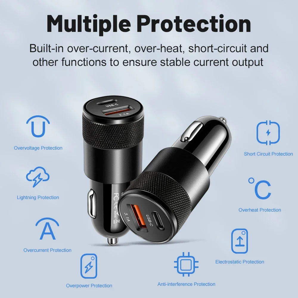 USB Type C Car Charger With Fast Charging For Phones - Smarsty