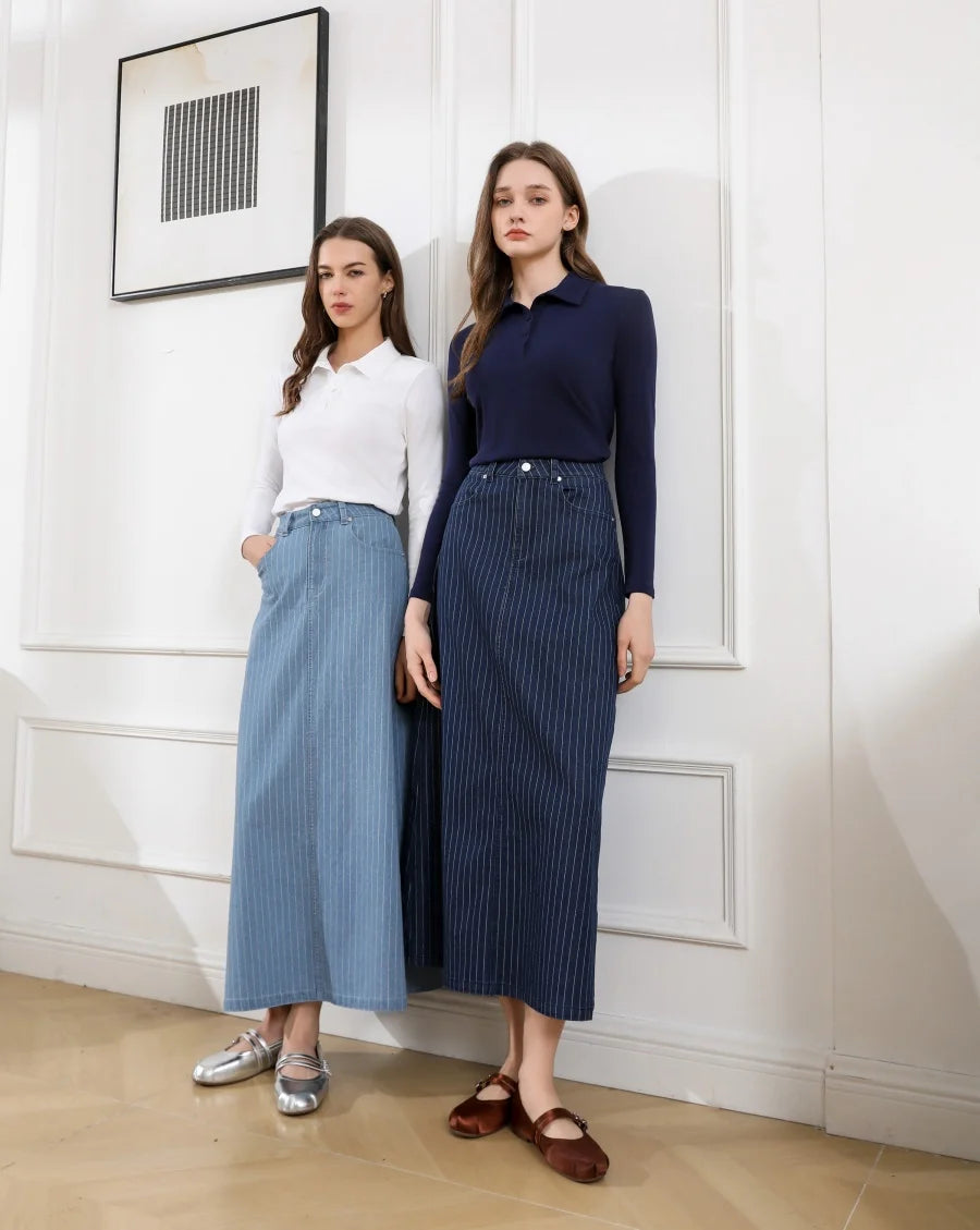 AS 2025 pinstripe denim skirt fashion woman clothes lady wear - Smarsty