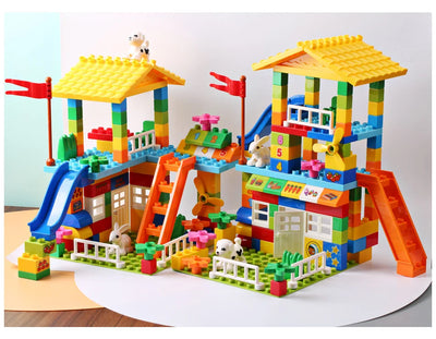 153PCS Big Particle Roof Blocks Compatible City House Big Size Slide Building Blocks Castle Brick Toys For Children - Smarsty