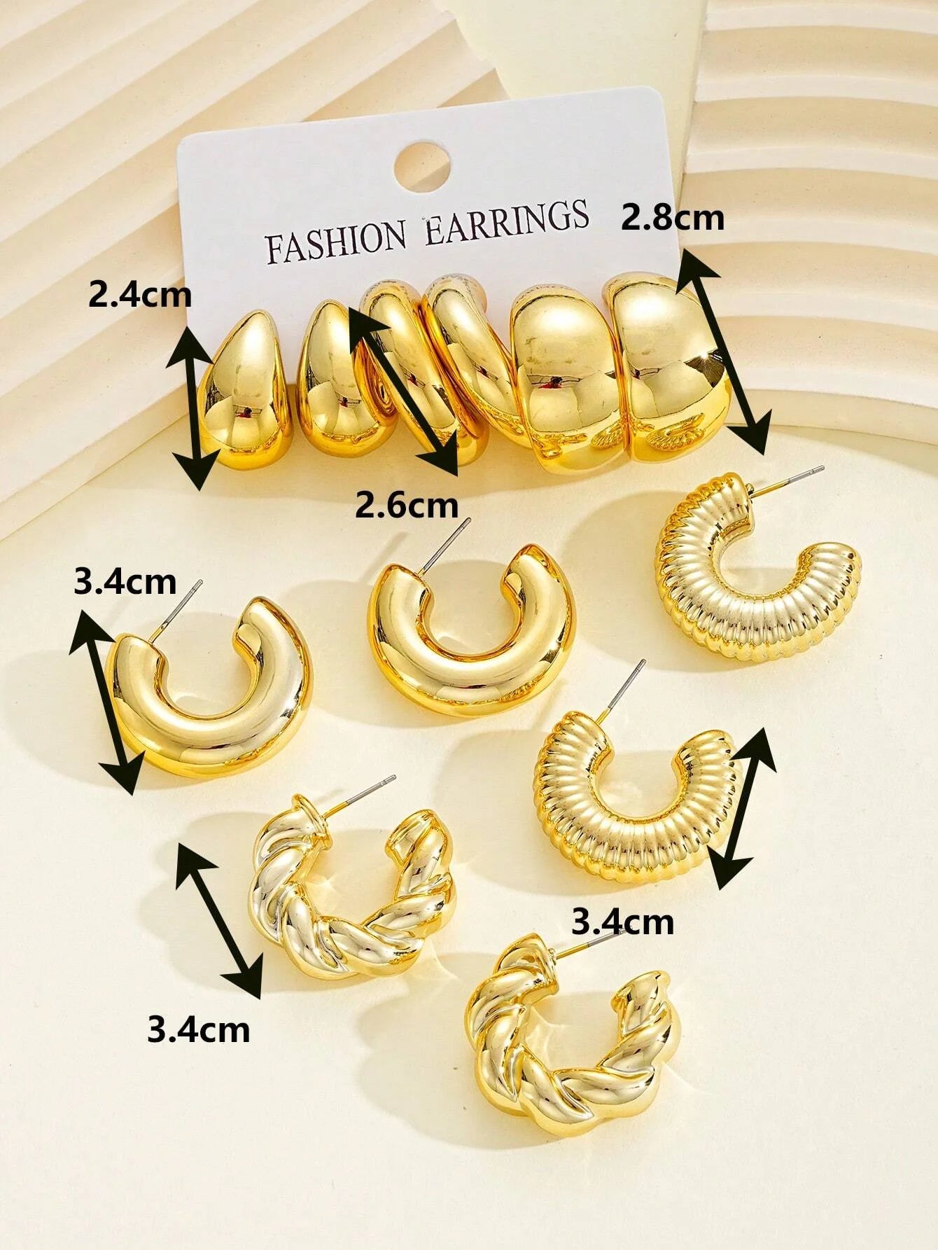 Classic Gold Drop Earrings 12pcs Set for Workplace Style - Smarsty