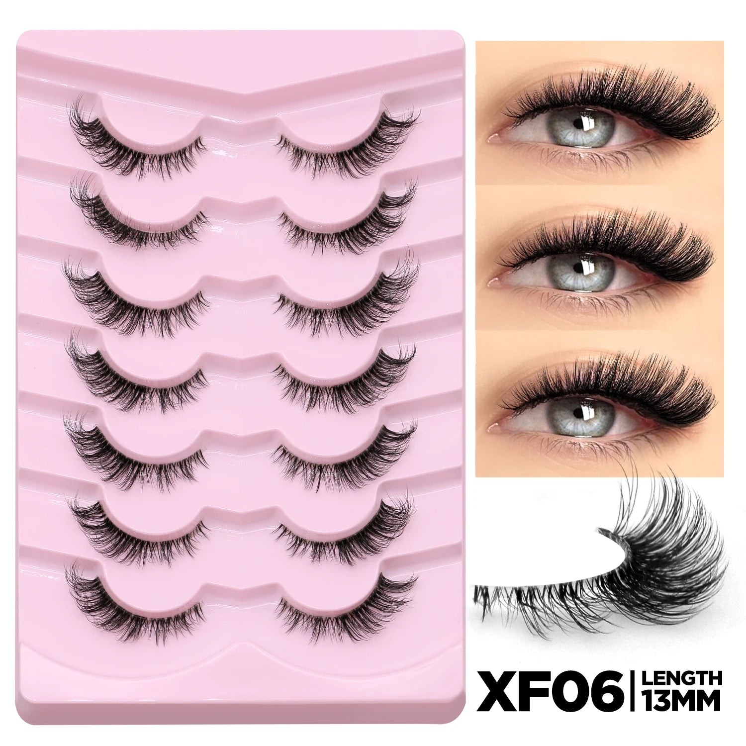 GROINNEYA Soft Natural Cat Eye Faux Mink Lashes - Smarsty