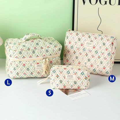 1pcs Cute Quilted Cotton Makeup Bag Women Zipper Cosmetic Organizer Cloth Handbag Box Shape Portable Toiletry Case for Girls - Smarsty