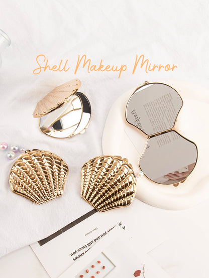 Golden Shell Double Sided Makeup Mirror Elegant Design - Smarsty