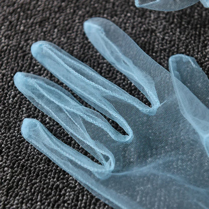 Women Lace Tulle Gloves Stretchy Full Finger Wedding Gloves - Smarsty