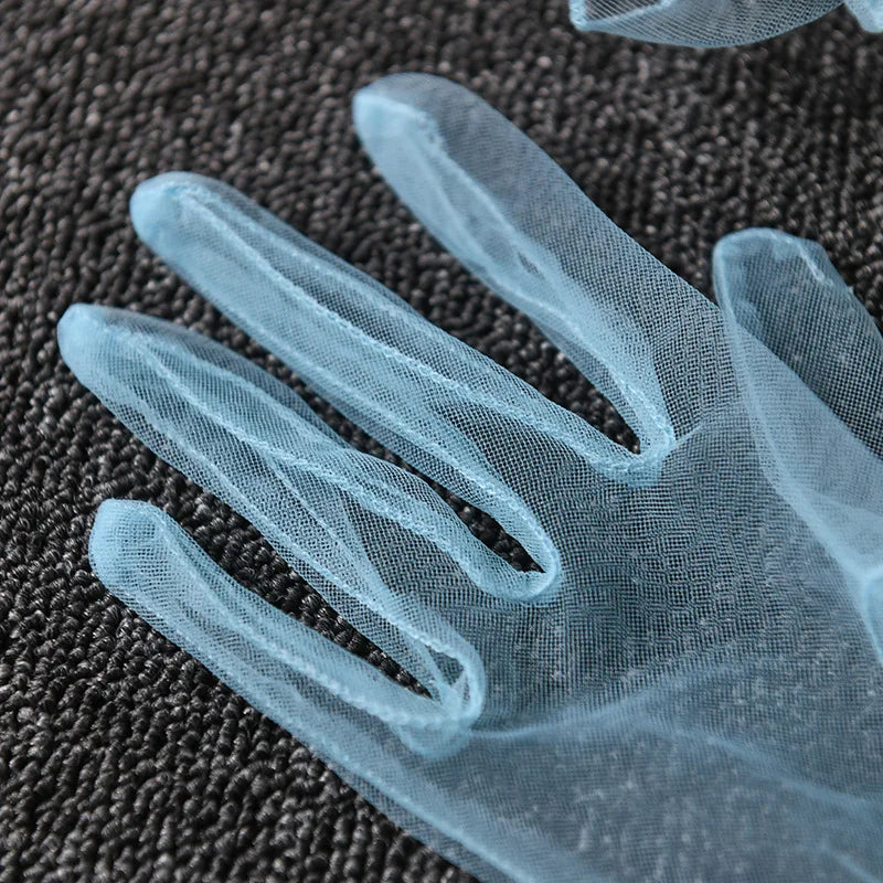 Women Lace Tulle Gloves Stretchy Full Finger Wedding Gloves - Smarsty