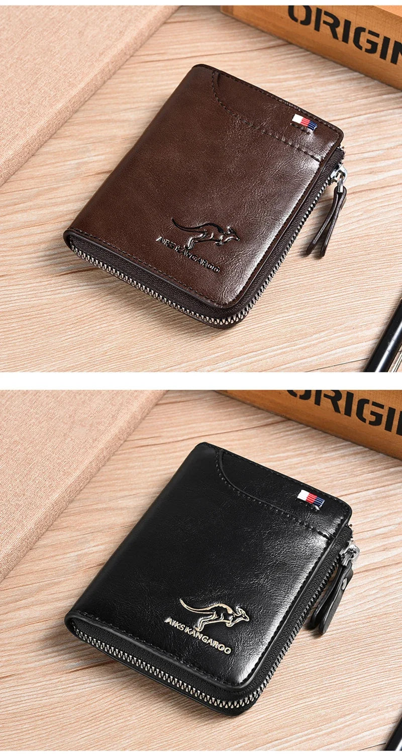 ANTI RFID Blocking Protection for Men High Quality Wallet Zipper Business Card Holder Purse Luxury Wallets Carteira Masculina - Smarsty