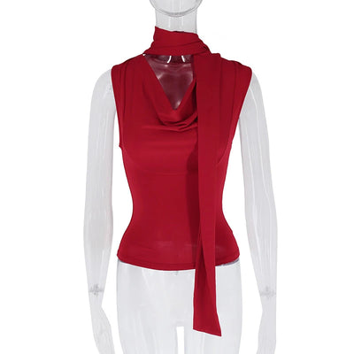 Solid Tank Summer New Women Sexy Sleeveless V-Neck Lady Top Fashion Bandage Streetwear Casual Slim Tank Elegant Knitted Clothing - Smarsty