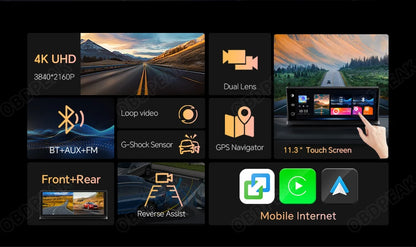 4K Car Dash Cam With Wireless CarPlay And Android Auto - Smarsty