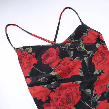 Flowers Print Spaghetti Strap Dresses Women Temperament Package Hip Bodycon Long Dress Fashion Sexy Backless Lady Slim Vestidos