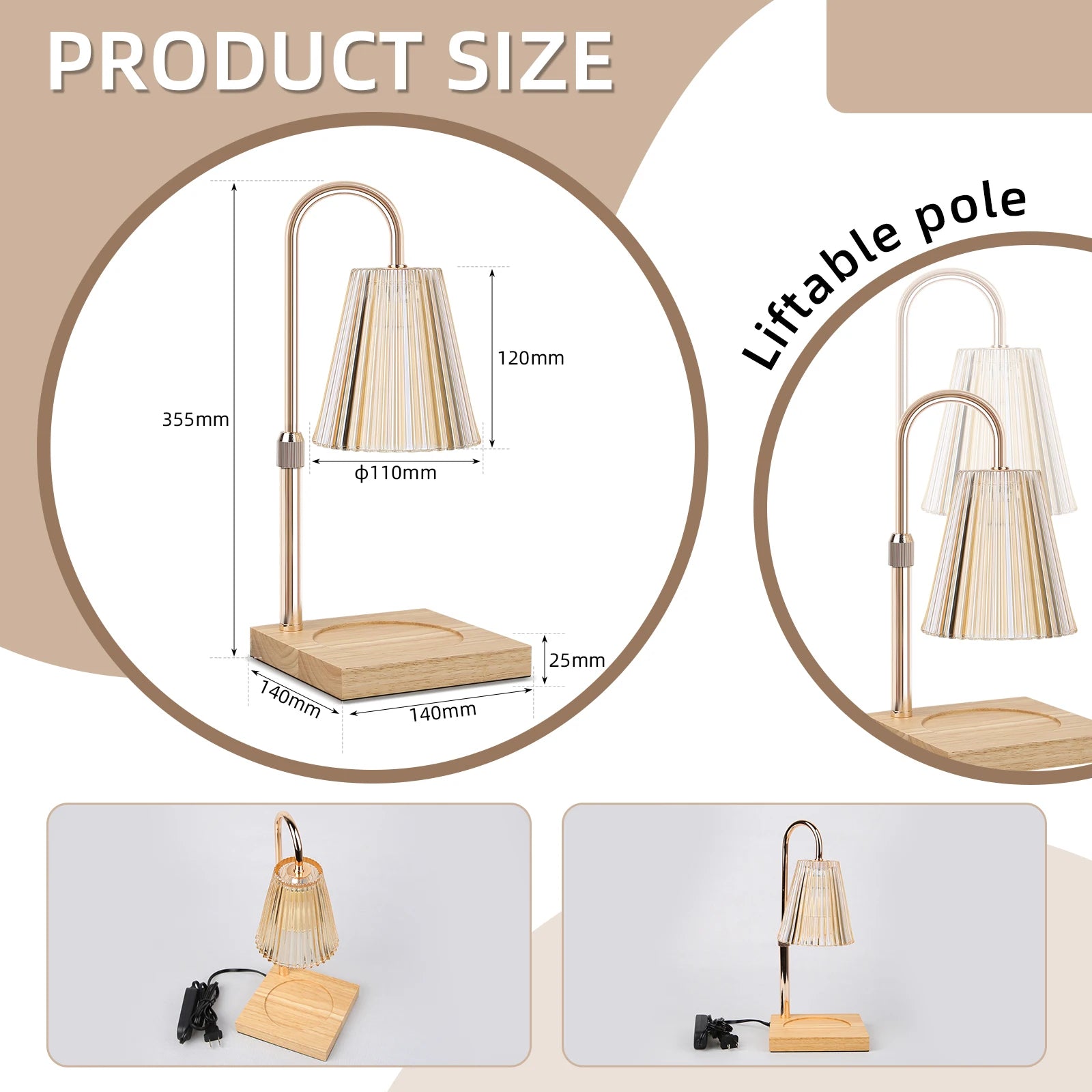 Candle Heating Lamp With Adjustable Height Electric Candle Heating Light with Timer Suitable For Scented Large Cans Of Candles