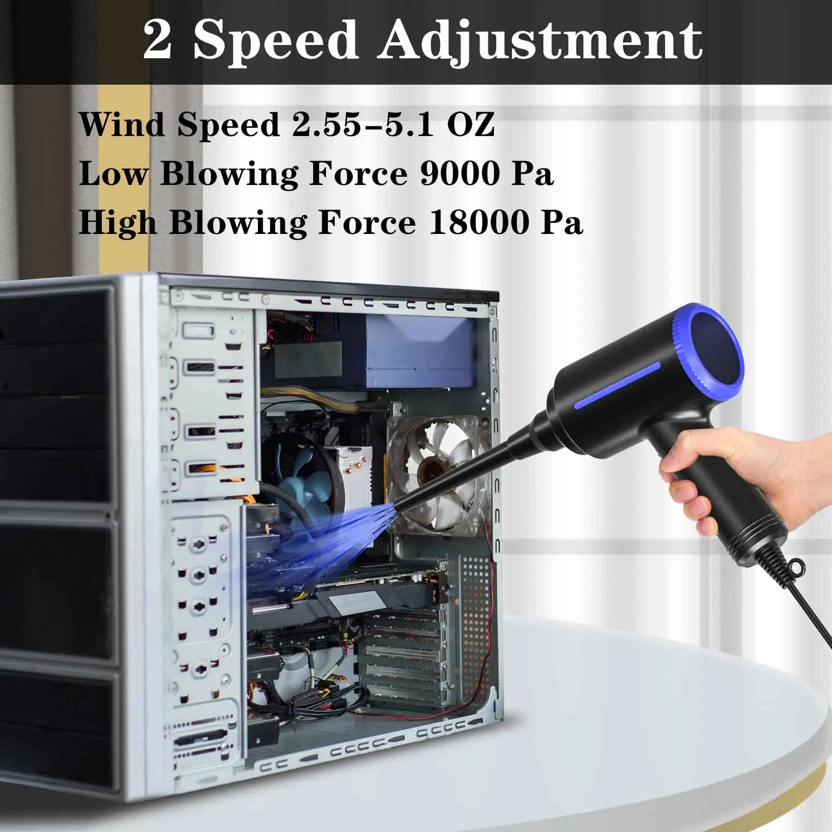 500W Electric Air Duster For PC Keyboard Cleaning Power