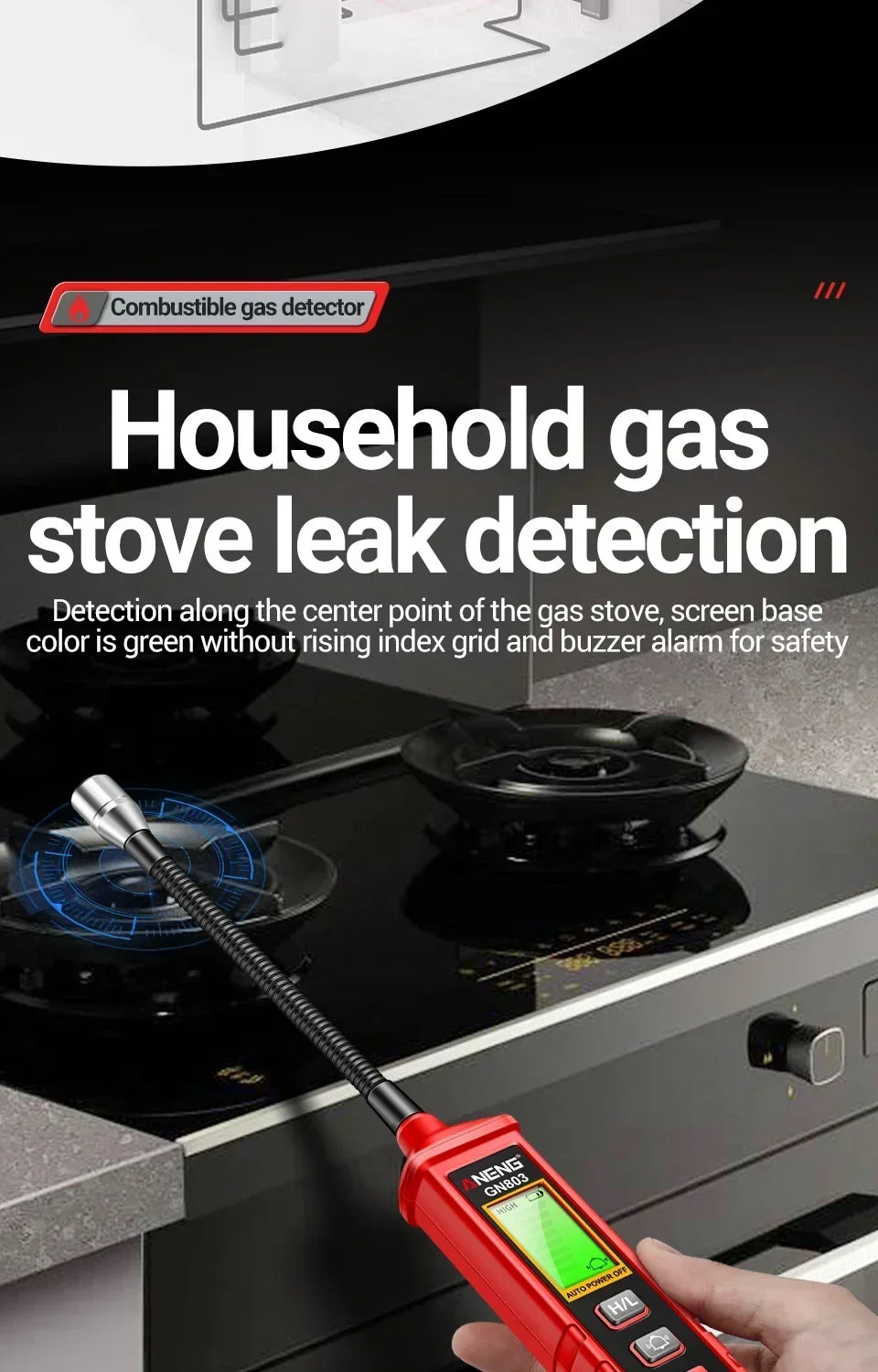 ANENG GN803 Portable Gas Leak Detector with LCD Display - Smarsty