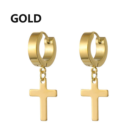 Stainless Steel Cross Dangle Earrings for Men and Women - Smarsty