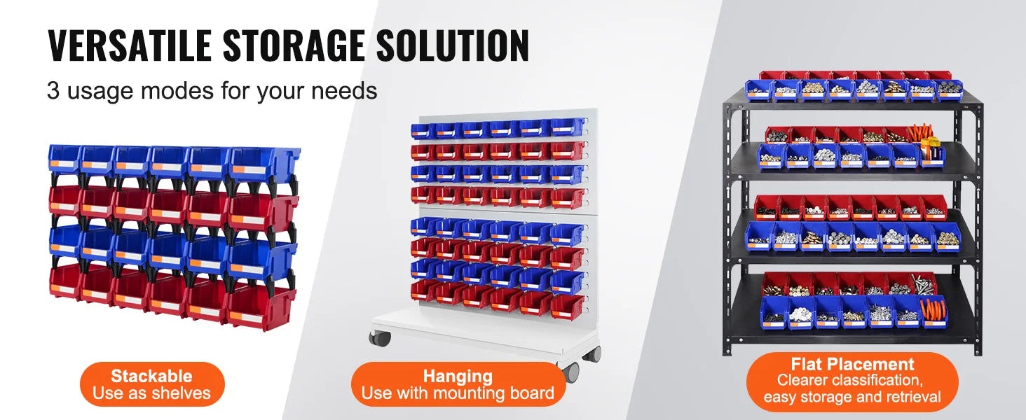 SucceBuy Storage Bin 24pcs Stackable Organizer Bin 5x4*3inch Freestanding Tiered Shelf for Garage Hanging Stacking Container