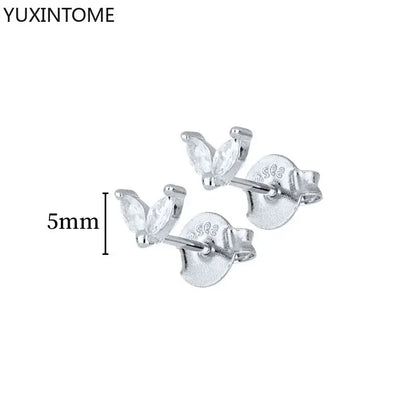 925 Sterling Silver Hoop Earrings White Crystal Luxury - Smarsty