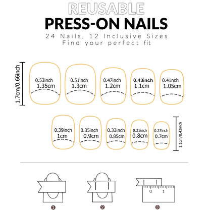24 Piece Long Almond Press On Nails White French Tip - Smarsty