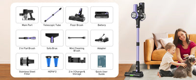 500W/55KPA Self-Standing Cordless Vacuum Cleaner,60 Mins Handheld Vacuum Cleaners,Smart LED Screen Vacuum for Carpet/Pet Hair - Smarsty