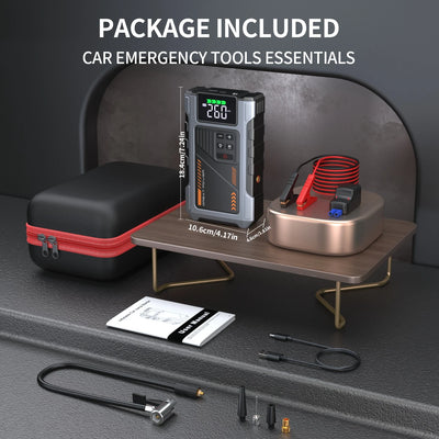 Portable Car Jump Starter With Air Compressor, 3000A Peak(7.5L Gas, 6.5L Diesel) , Jump Starter Battery PackWith150 PSl Tire Inf - Smarsty