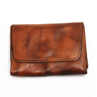 Genuine Leather Wallet for Men Women Brand Vintage Handmade Short Small Men's Wallets Card Holder Original Leather Coin Purse - Smarsty