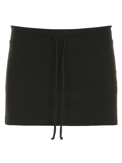 Solid Lace-up Mini Skirts Sexy American Retro Basic Vintage Casual Short Bottoms Basic Casual A-Line Knit Clothing - Smarsty
