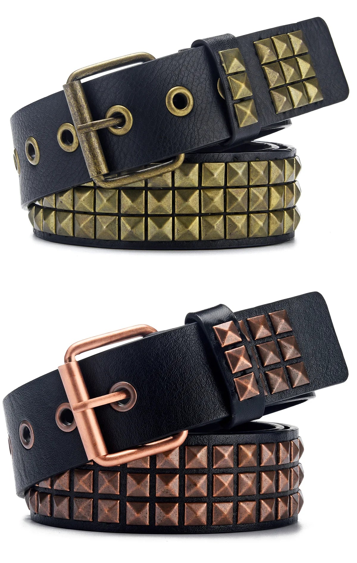 Unisex Square Bead Rivet Punk Metal Belt - Smarsty