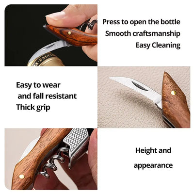 Stainless Steel Wine Corkscrew With Wood Handle - Smarsty