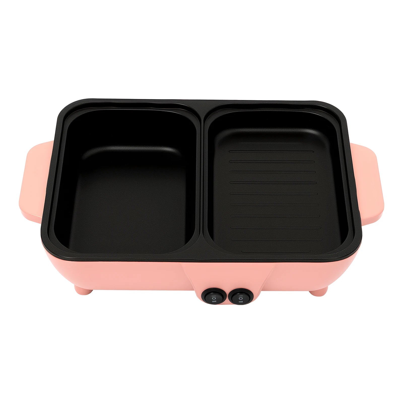 2-in-1 Electric Hot Pot with Griddle Tabletop Non-stick Pan Vegetable Grill Cooker BBQ Shabu Pot Household Noodles Cooking Pot