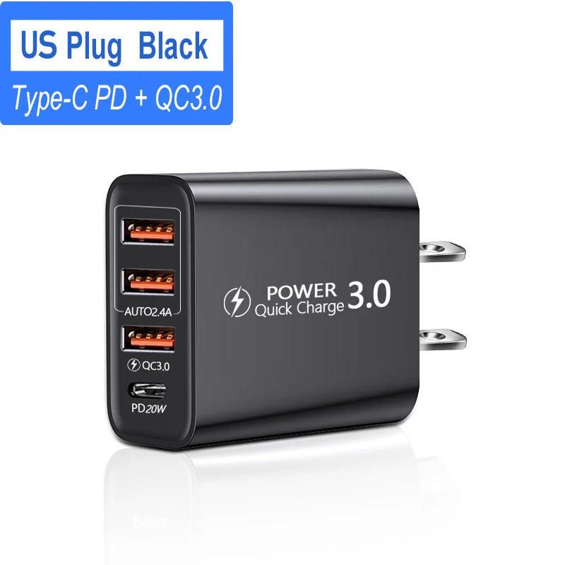 48W USB C WallMountedCharger PD Fast Charge 3.0 Universal - Smarsty