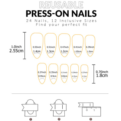24PCS Medium Pink Black French Tip Press On Nails - Smarsty