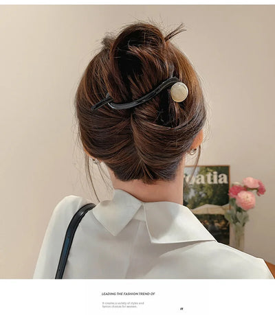 Twist Hair Clip with Imitation Pearl Design for Women - Smarsty