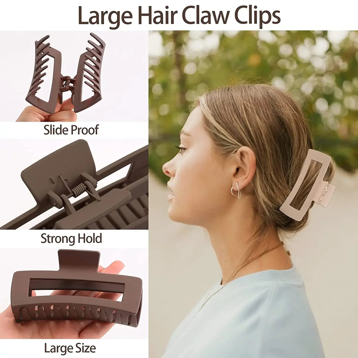 4 Piece Claw Clips Women Nonslip Fashion Set Coffee Black - Smarsty