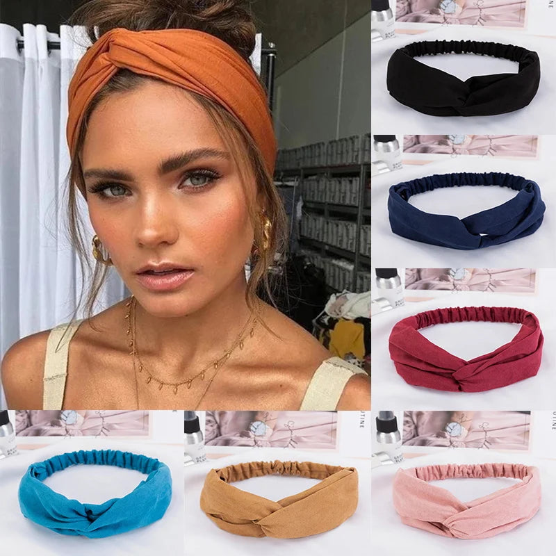 2024 New Design Fashion Women Summer Style Headbands Bohemian Girl Cross Turban Bandage Bandanas Hairbands Hair Accessories - Smarsty